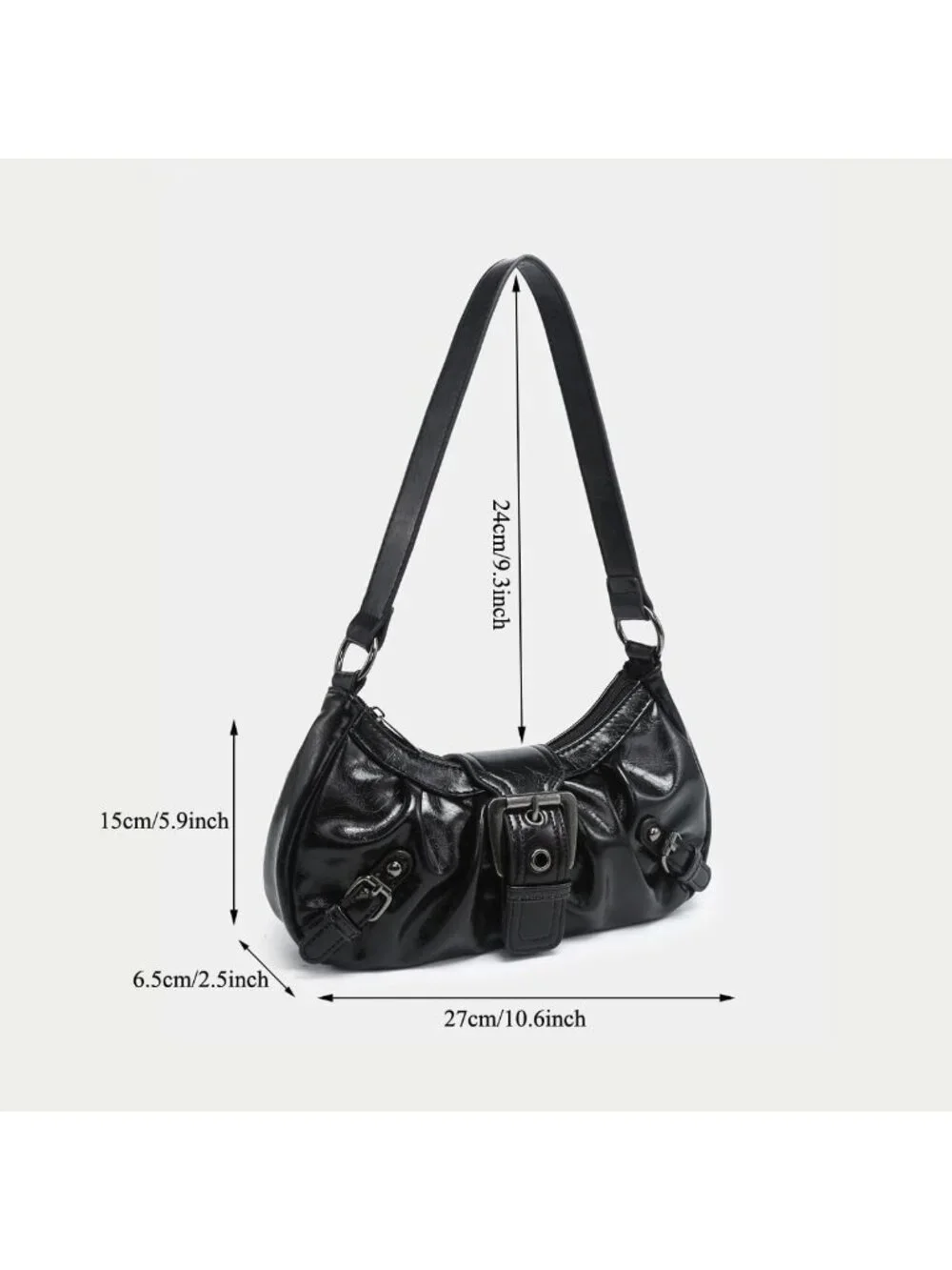Trendy Y2K Small Shoulder Bag, Punk Hobo Clutch, Leather Top Handle Purse